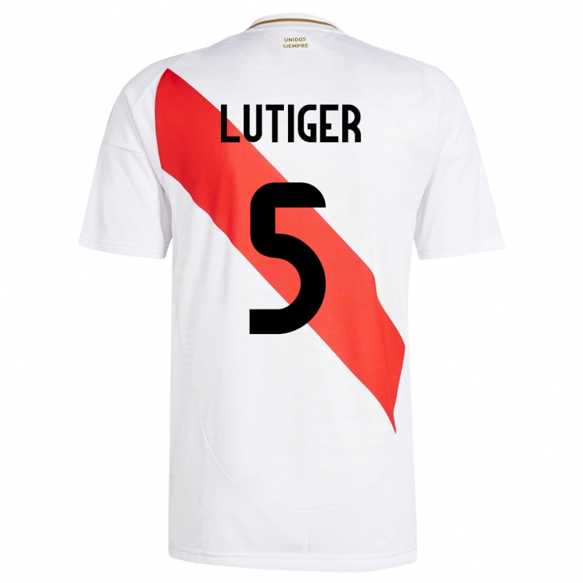 Criança Camisola Peru Rafael Lutiger #5 Branco Principal 24-26 Camisa