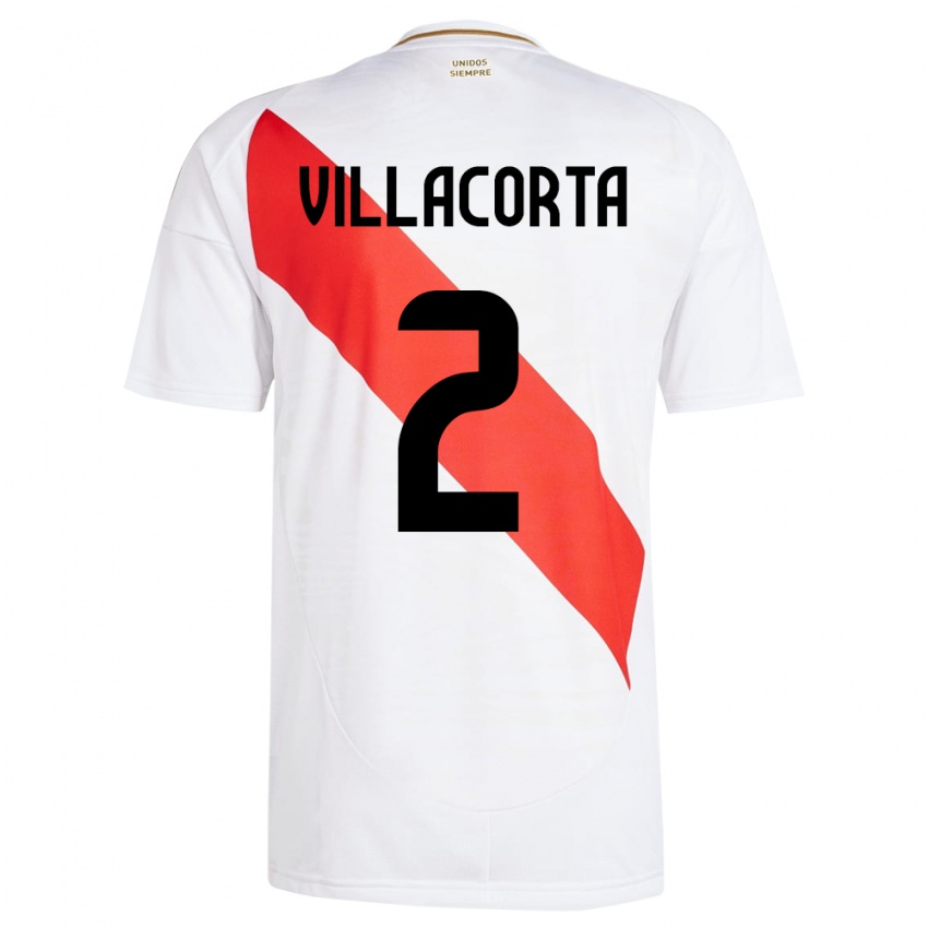 Criança Camisola Peru Anderson Villacorta #2 Branco Principal 24-26 Camisa