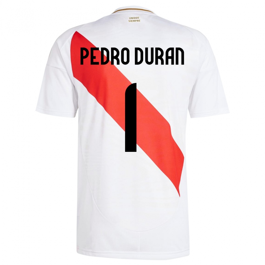 Criança Camisola Peru Juan Pedro Durán #1 Branco Principal 24-26 Camisa