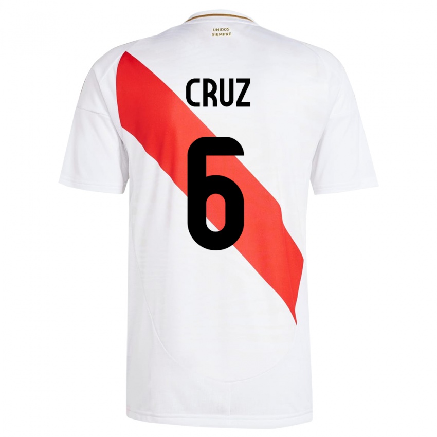 Criança Camisola Peru Esteban Cruz #6 Branco Principal 24-26 Camisa