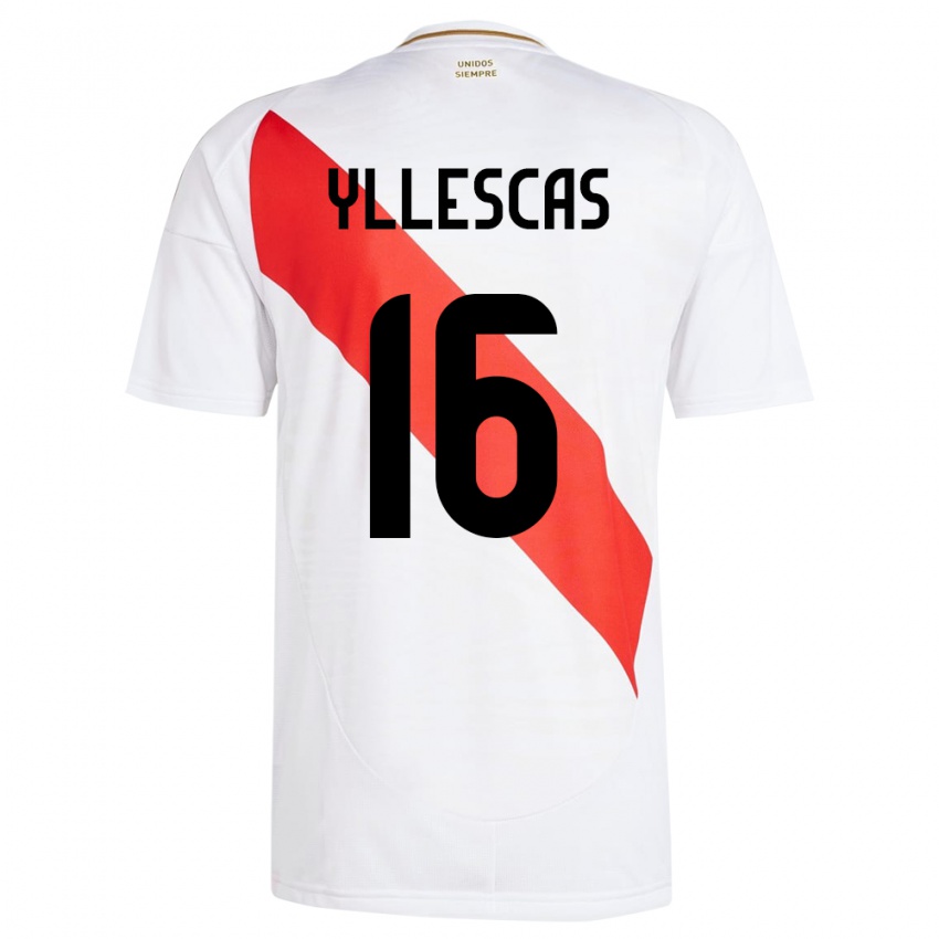 Criança Camisola Peru Jhosenffer Yllescas #16 Branco Principal 24-26 Camisa