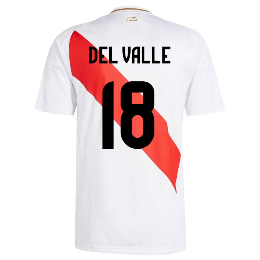 Criança Camisola Peru Yamir Del Valle #18 Branco Principal 24-26 Camisa