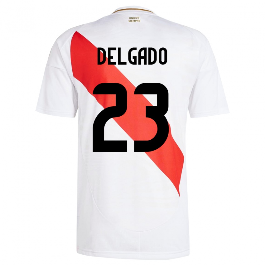 Criança Camisola Peru Valentino Delgado #23 Branco Principal 24-26 Camisa