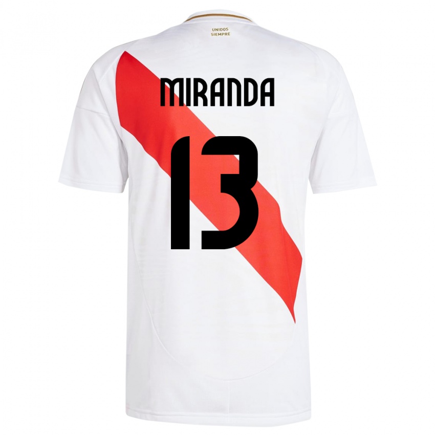 Criança Camisola Peru Yoselin Miranda #13 Branco Principal 24-26 Camisa