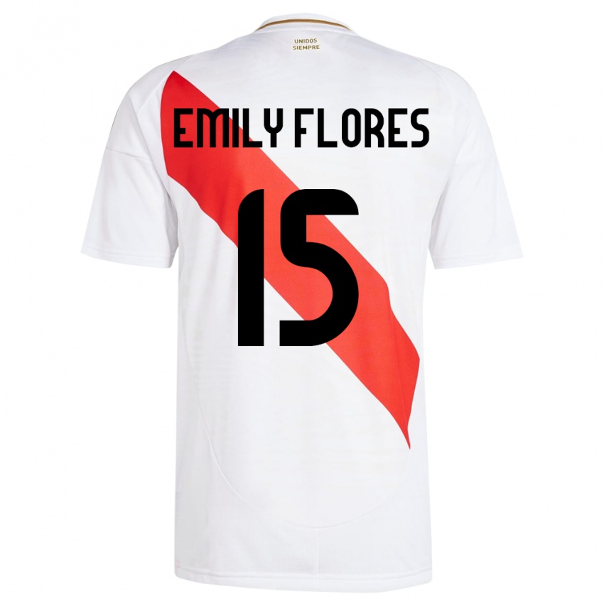 Criança Camisola Peru Emily Flores #15 Branco Principal 24-26 Camisa