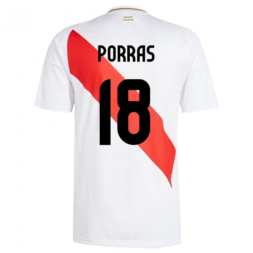 Criança Camisola Peru Sashenka Porras #18 Branco Principal 24-26 Camisa