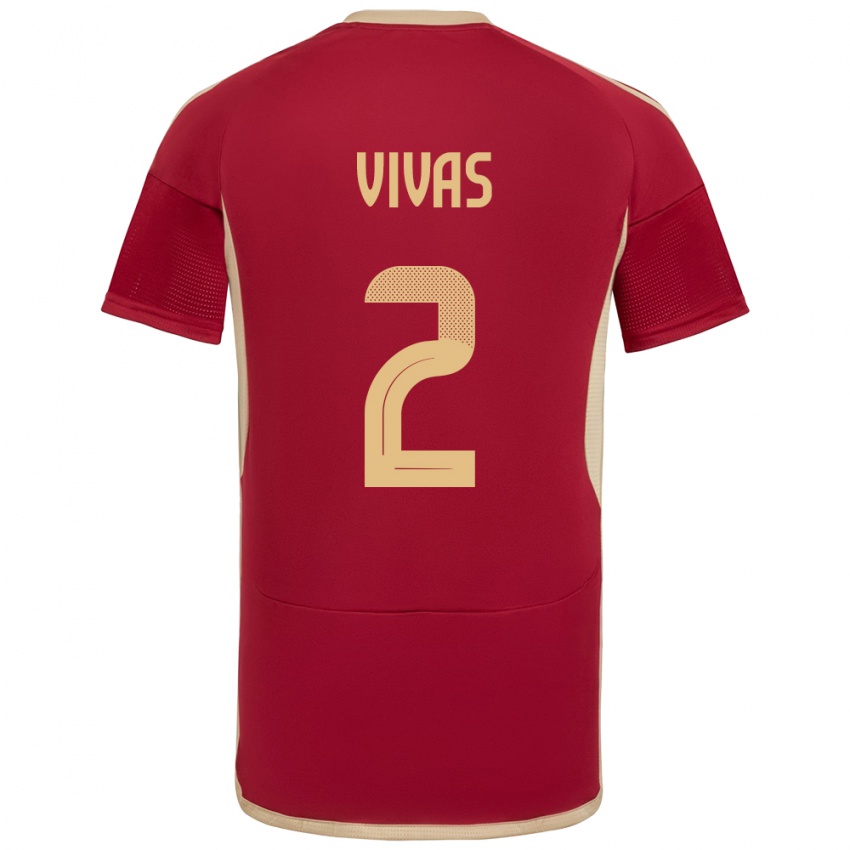 Criança Camisola Venezuela Carlos Vivas #2 Borgonha Principal 24-26 Camisa