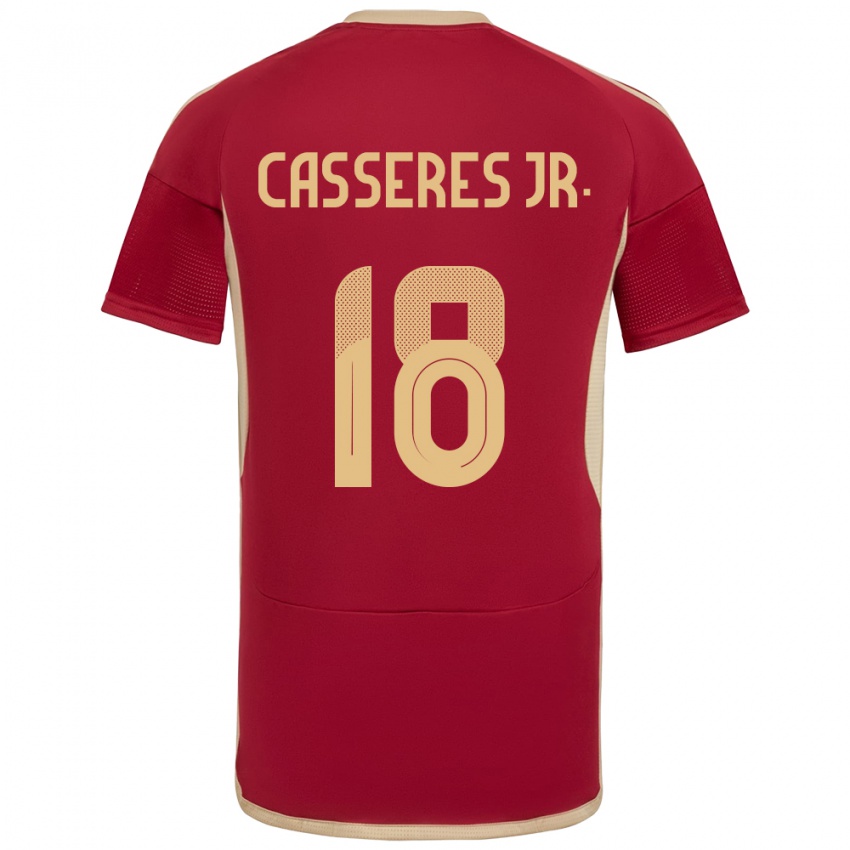 Criança Camisola Venezuela Cristian Cásseres Jr. #18 Borgonha Principal 24-26 Camisa