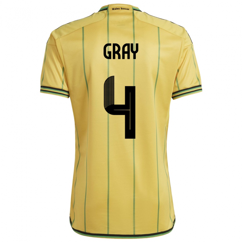 Criança Camisola Jamaica Tayvon Gray #4 Amarelo Principal 24-26 Camisa