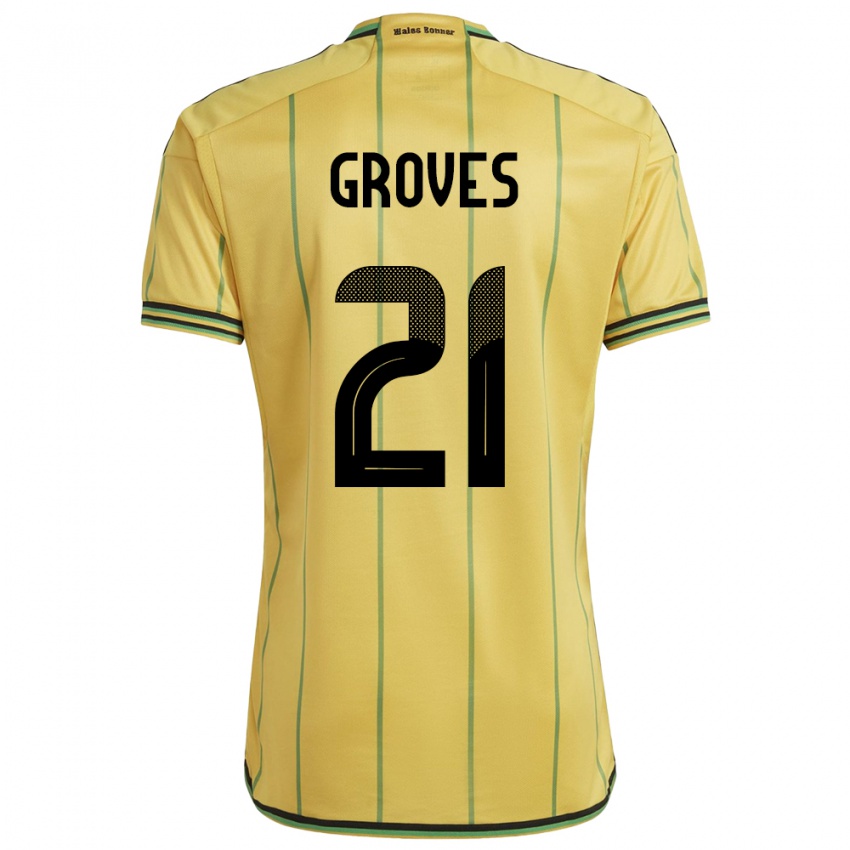 Criança Camisola Jamaica Isreala Groves #21 Amarelo Principal 24-26 Camisa