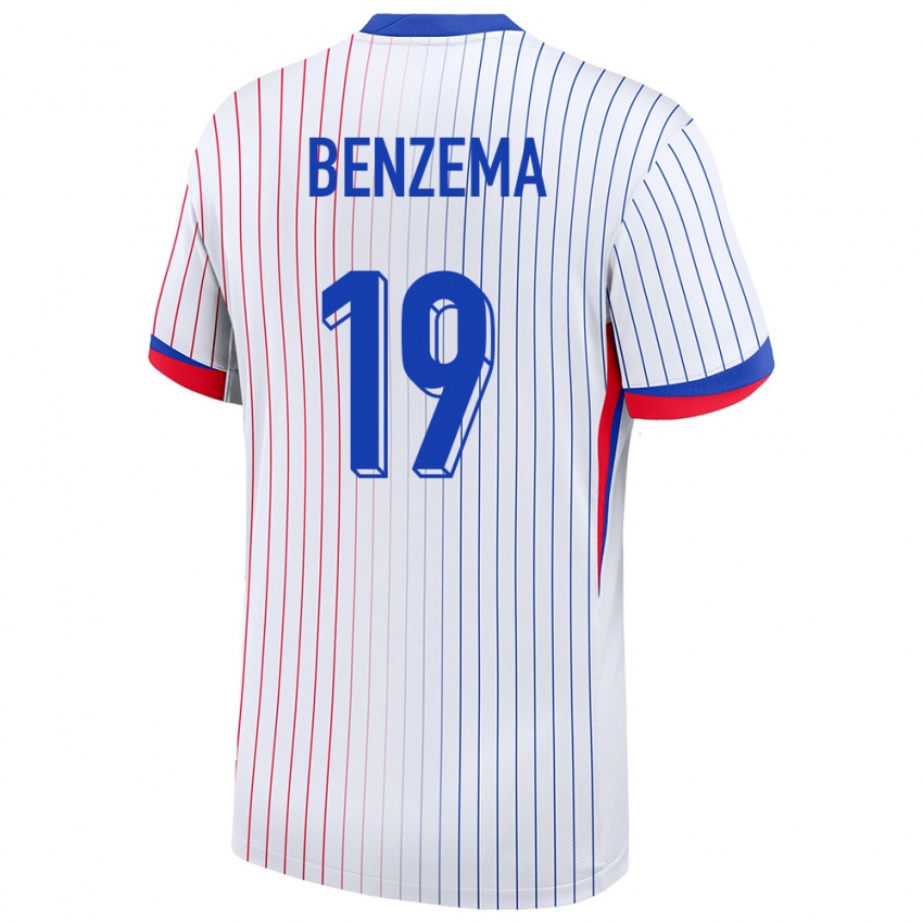 Criança Camisola França Karim Benzema #19 Branco Alternativa 24-26 Camisa