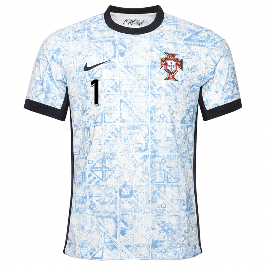 Criança Camisola Portugal Ines Pereira #1 Azul Creme Alternativa 24-26 Camisa