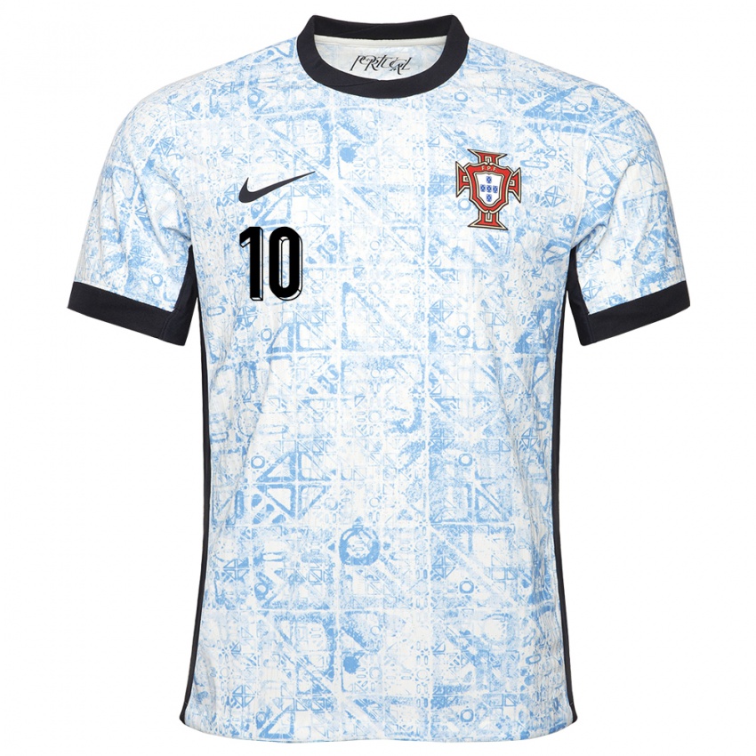 Criança Camisola Portugal Bernardo Silva #10 Azul Creme Alternativa 24-26 Camisa