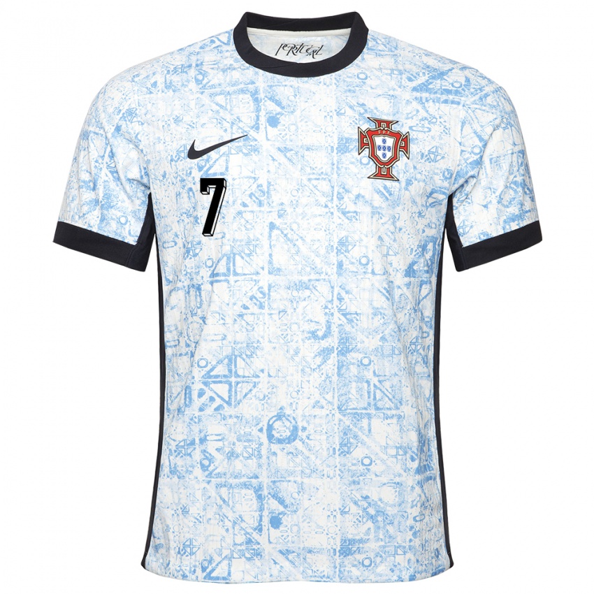 Criança Camisola Portugal Cristiano Ronaldo #7 Azul Creme Alternativa 24-26 Camisa