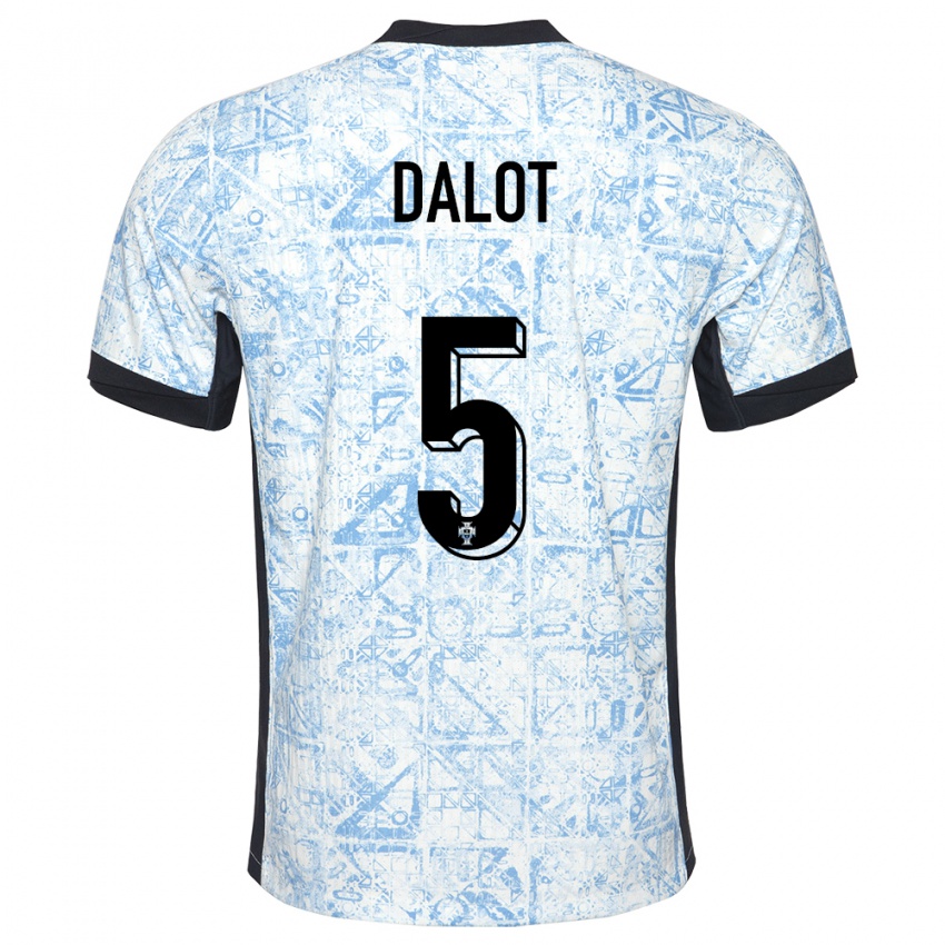 Criança Camisola Portugal Diogo Dalot #5 Azul Creme Alternativa 24-26 Camisa