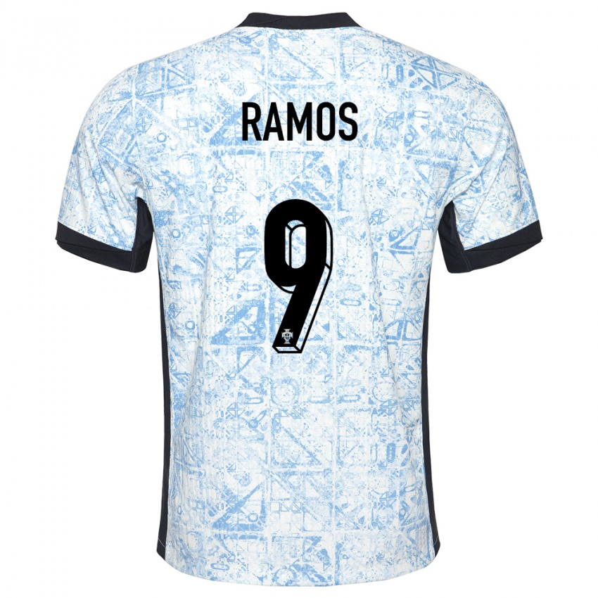 Criança Camisola Portugal Goncalo Ramos #9 Azul Creme Alternativa 24-26 Camisa