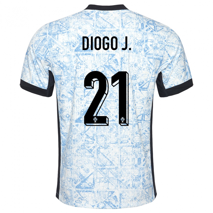 Criança Camisola Portugal Diogo Jota #21 Azul Creme Alternativa 24-26 Camisa