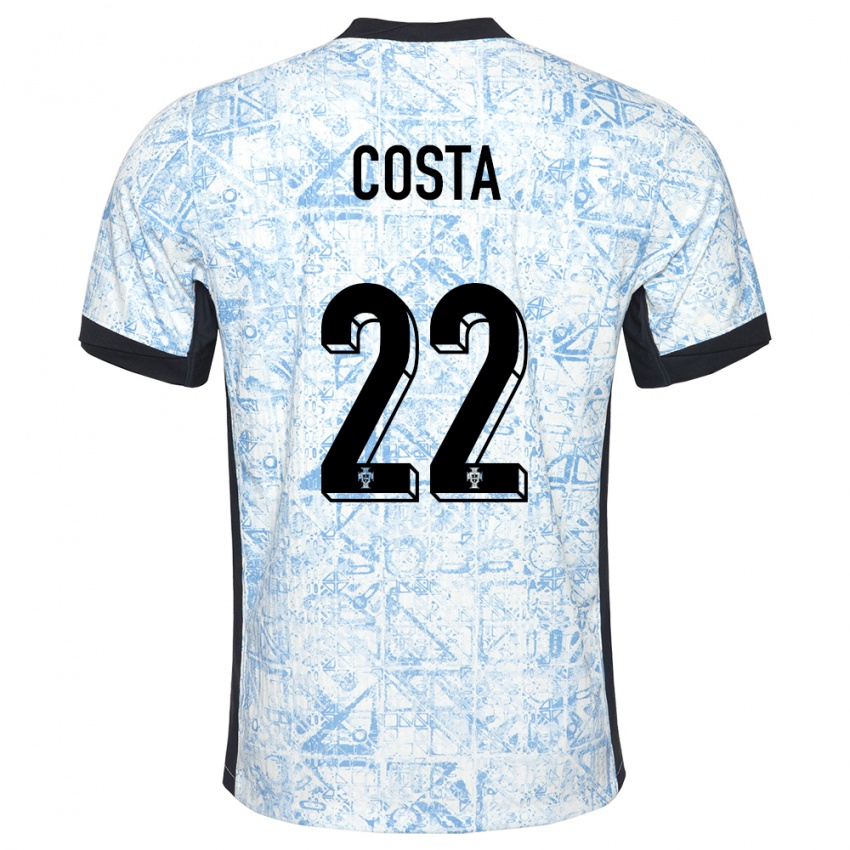 Criança Camisola Portugal Diogo Costa #22 Azul Creme Alternativa 24-26 Camisa