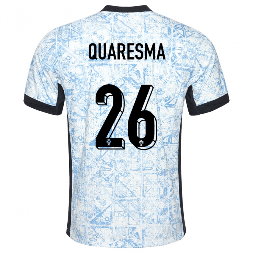 Criança Camisola Portugal Eduardo Quaresma #26 Azul Creme Alternativa 24-26 Camisa