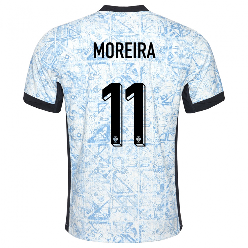 Criança Camisola Portugal Diego Moreira #11 Azul Creme Alternativa 24-26 Camisa