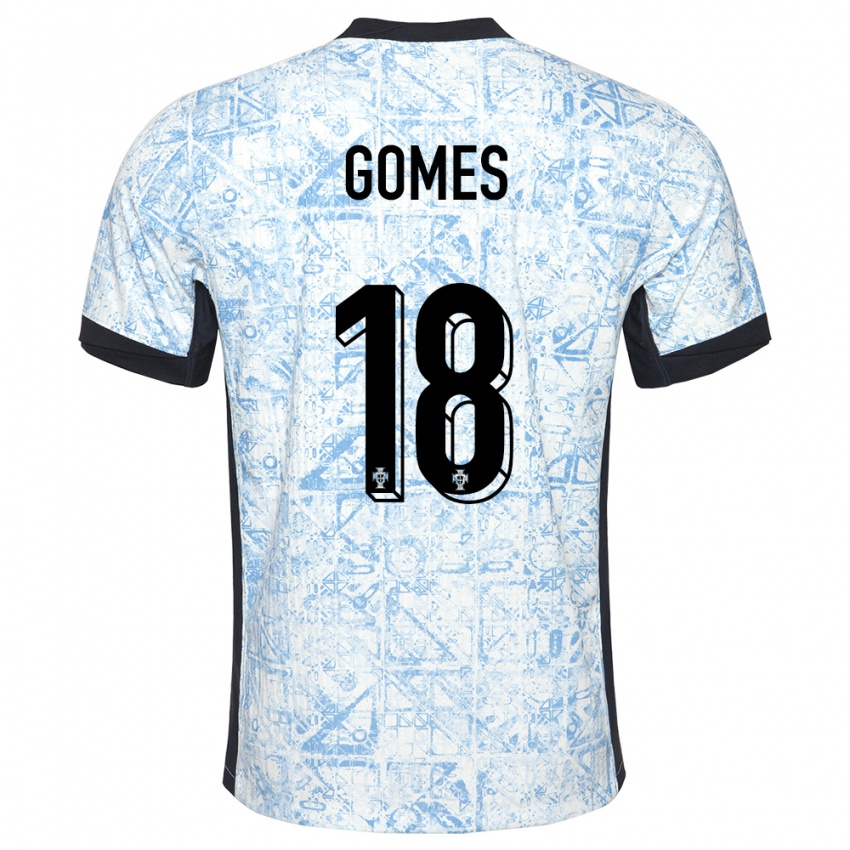 Criança Camisola Portugal Andre Gomes #18 Azul Creme Alternativa 24-26 Camisa