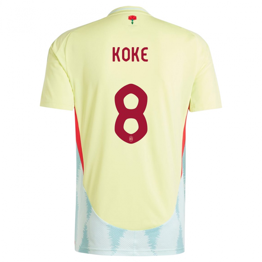 Criança Camisola Espanha Koke #8 Amarelo Alternativa 24-26 Camisa