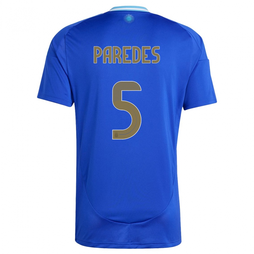 Criança Camisola Argentina Leandro Paredes #5 Azul Alternativa 24-26 Camisa