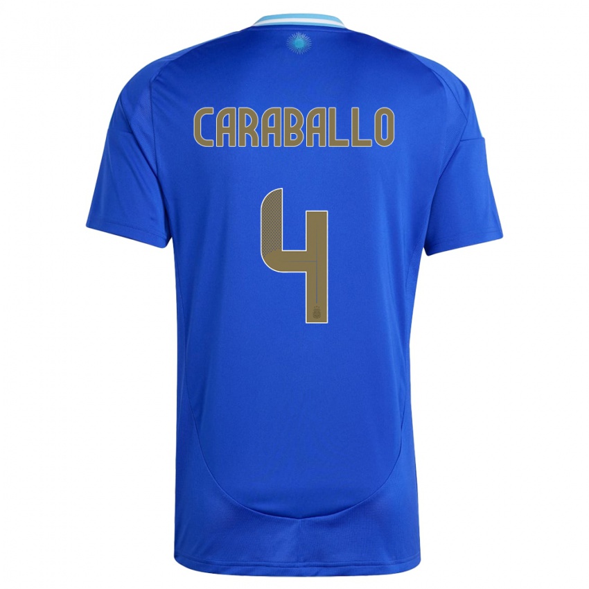 Criança Camisola Argentina Brian Caraballo #4 Azul Alternativa 24-26 Camisa