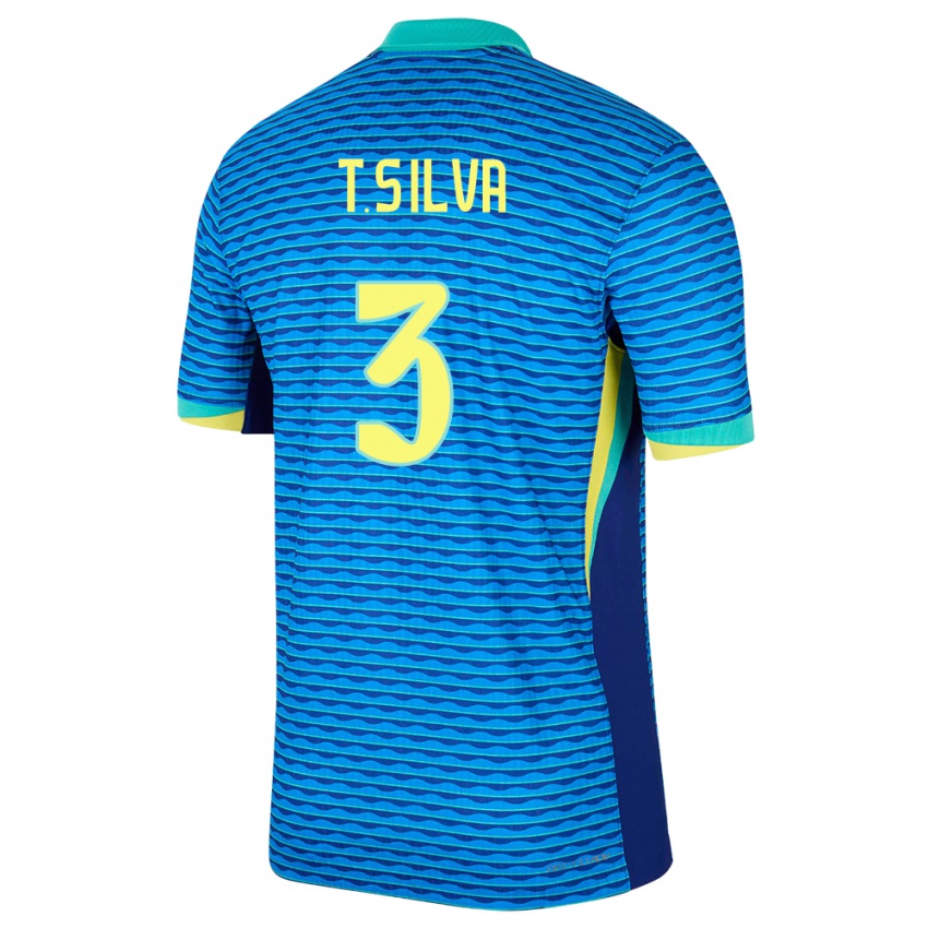 Criança Camisola Brasil Thiago Silva #3 Azul Alternativa 24-26 Camisa