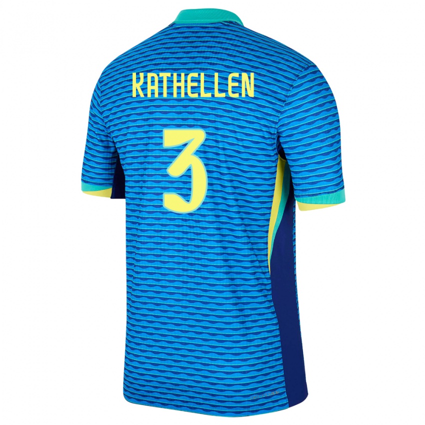 Criança Camisola Brasil Kathellen #3 Azul Alternativa 24-26 Camisa