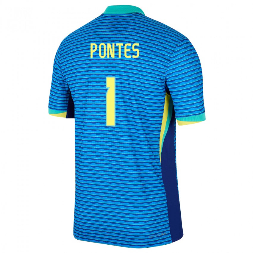 Criança Camisola Brasil Mycael Pontes #1 Azul Alternativa 24-26 Camisa