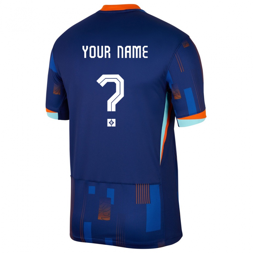 Criança Camisola Países Baixos Seu Nome #0 Azul Alternativa 24-26 Camisa