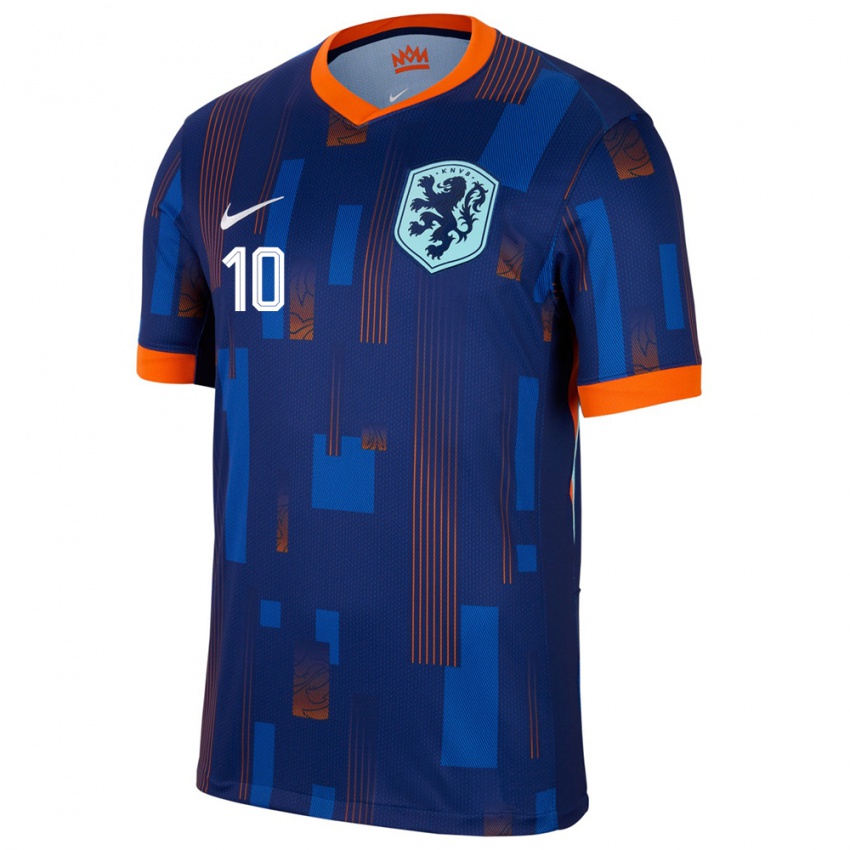 Criança Camisola Países Baixos Gabriel Misehouy #10 Azul Alternativa 24-26 Camisa