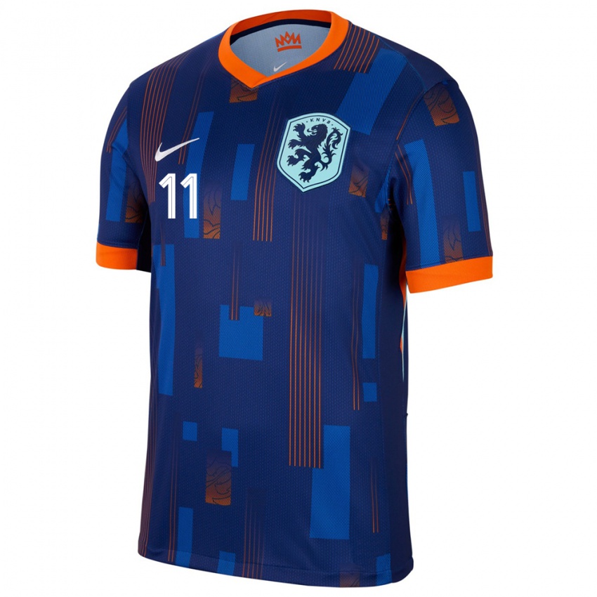 Criança Camisola Países Baixos Lieke Martens #11 Azul Alternativa 24-26 Camisa