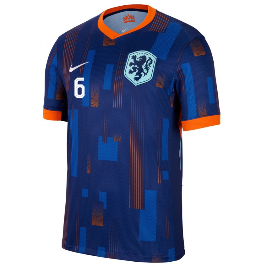 Criança Camisola Países Baixos Stefan De Vrij #6 Azul Alternativa 24-26 Camisa