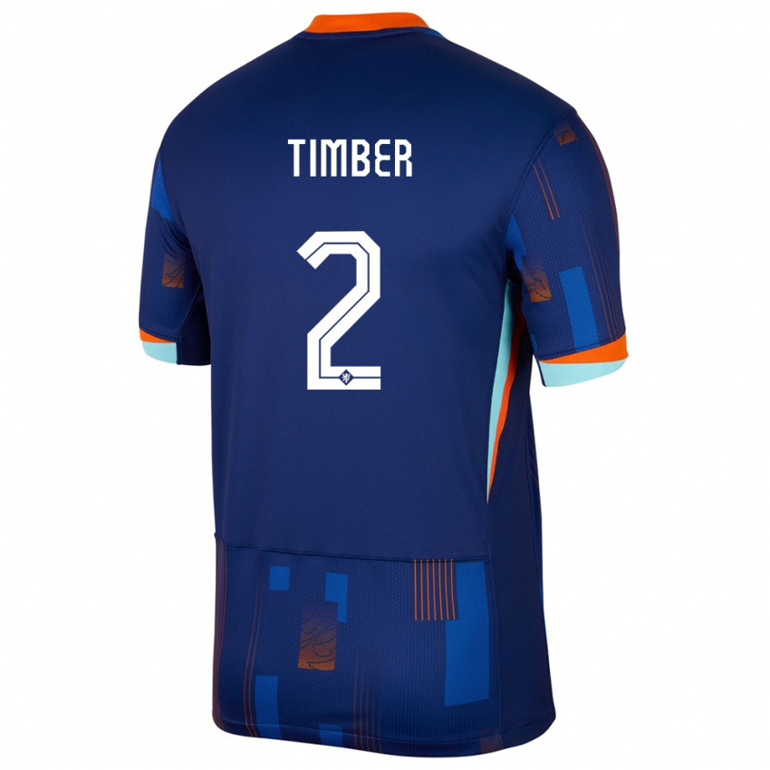 Criança Camisola Países Baixos Jurrien Timber #2 Azul Alternativa 24-26 Camisa