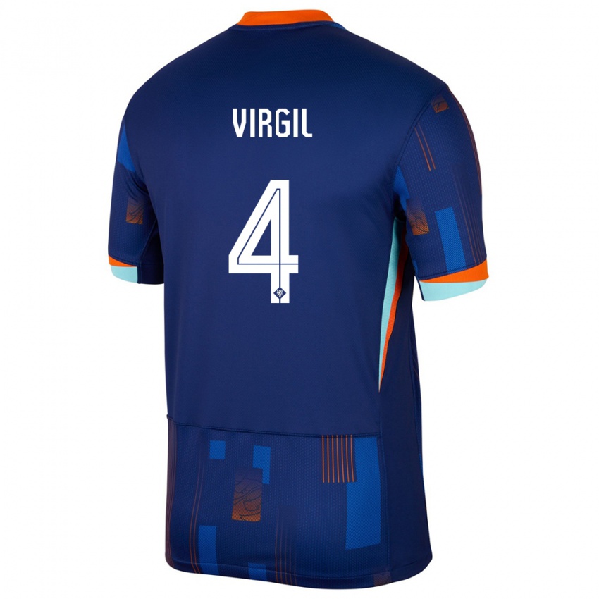 Criança Camisola Países Baixos Virgil Van Dijk #4 Azul Alternativa 24-26 Camisa