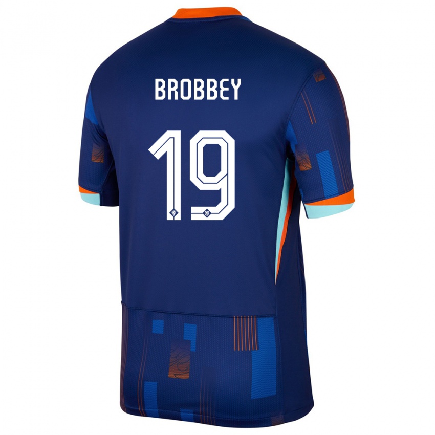 Criança Camisola Países Baixos Brian Brobbey #19 Azul Alternativa 24-26 Camisa