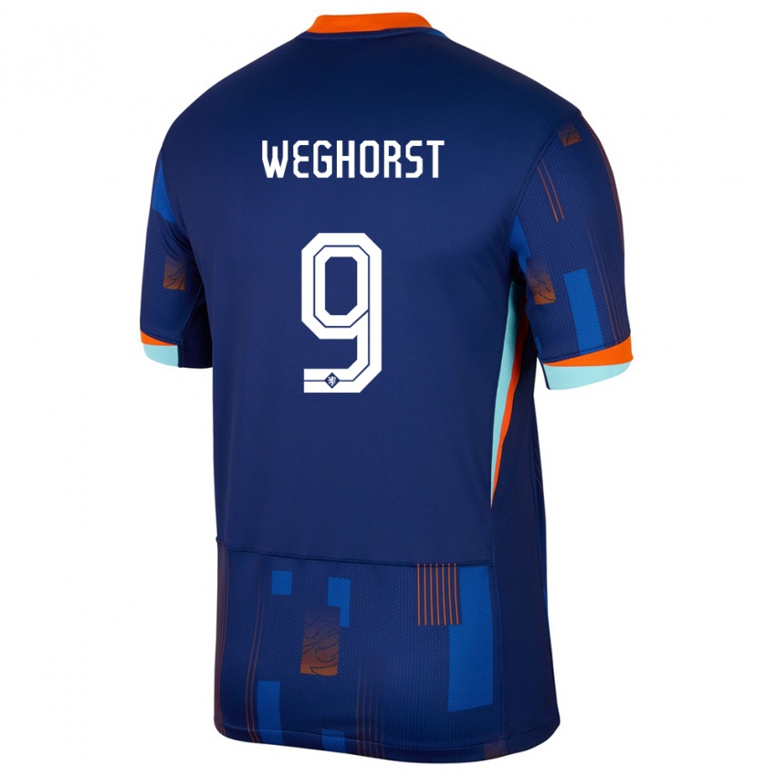 Criança Camisola Países Baixos Wout Weghorst #9 Azul Alternativa 24-26 Camisa