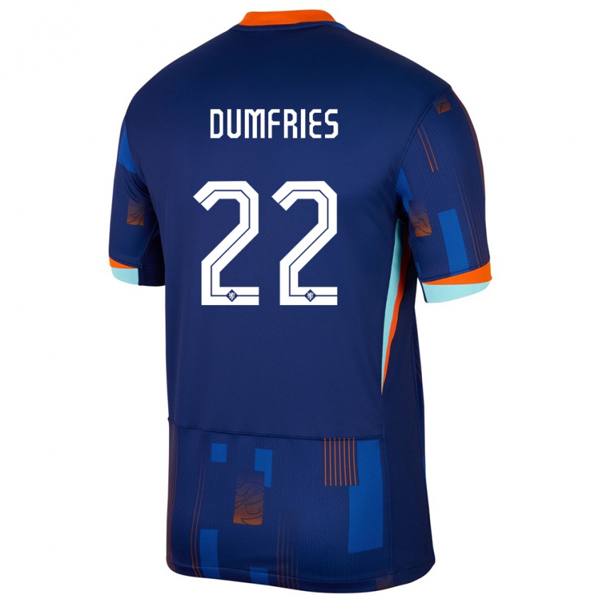 Criança Camisola Países Baixos Denzel Dumfries #22 Azul Alternativa 24-26 Camisa