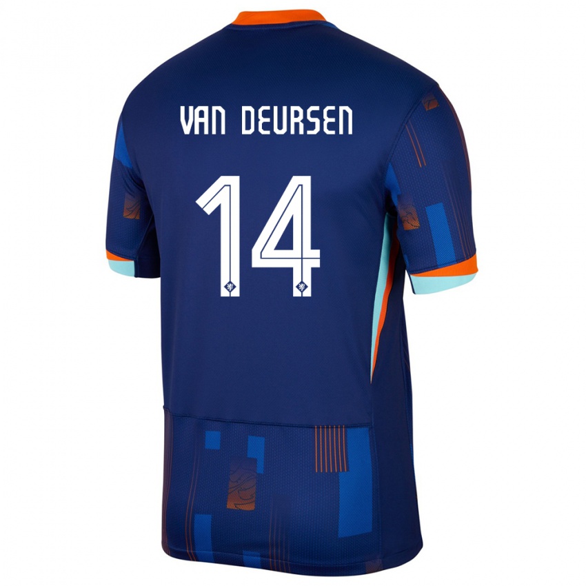 Criança Camisola Países Baixos Eva Van Deursen #14 Azul Alternativa 24-26 Camisa