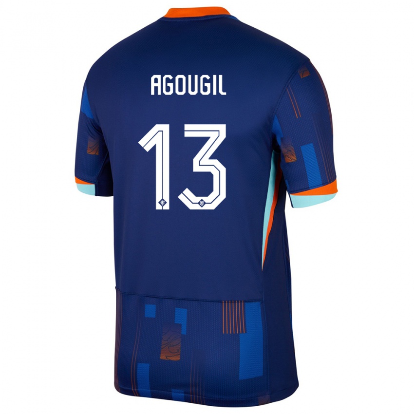 Criança Camisola Países Baixos Oualid Agougil #13 Azul Alternativa 24-26 Camisa