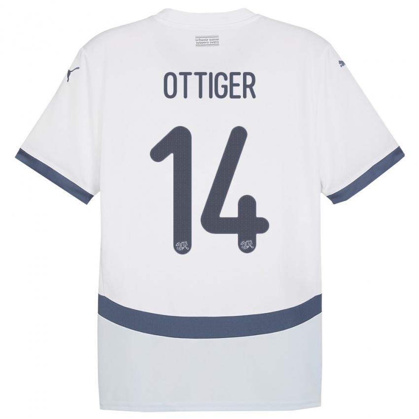 Criança Camisola Suiça Severin Ottiger #14 Branco Alternativa 24-26 Camisa