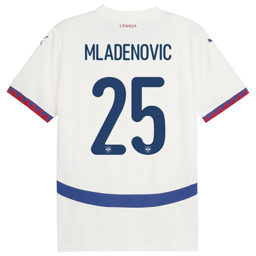 Criança Camisola Sérvia Filip Mladenovic #25 Branco Alternativa 24-26 Camisa