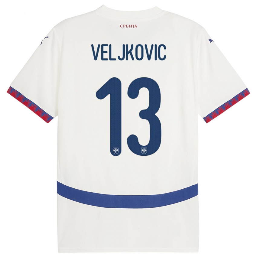 Criança Camisola Sérvia Milos Veljkovic #13 Branco Alternativa 24-26 Camisa