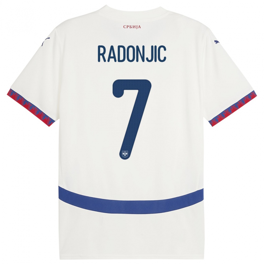 Criança Camisola Sérvia Nemanja Radonjic #7 Branco Alternativa 24-26 Camisa