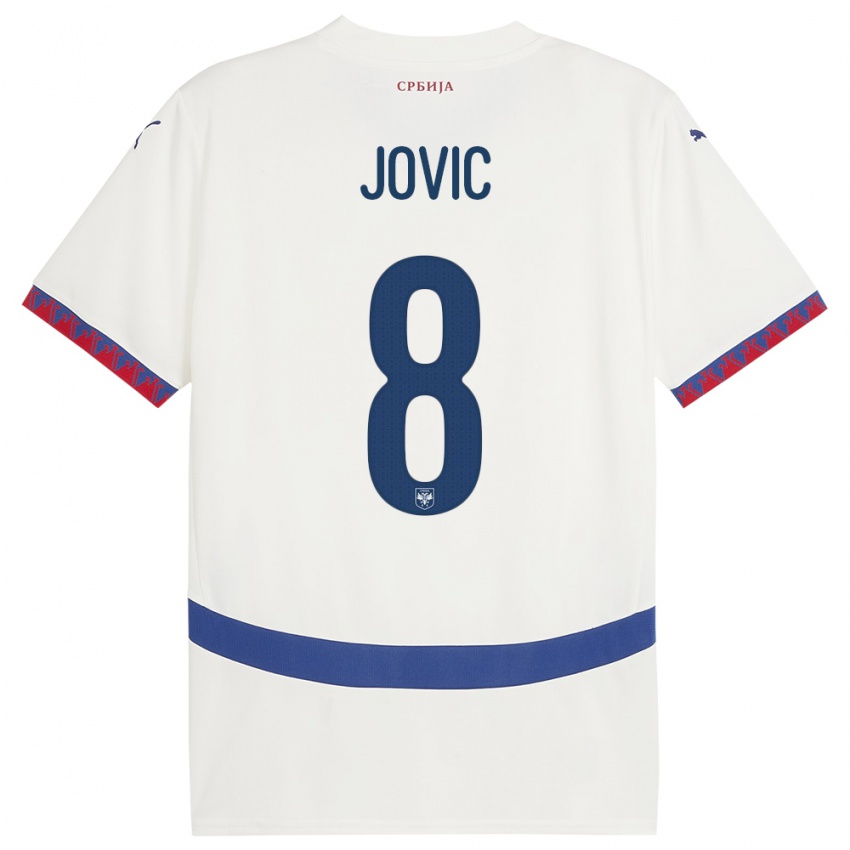 Criança Camisola Sérvia Luka Jovic #8 Branco Alternativa 24-26 Camisa