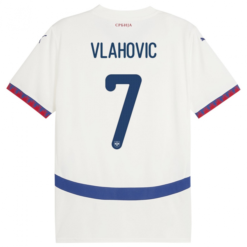 Criança Camisola Sérvia Dusan Vlahovic #7 Branco Alternativa 24-26 Camisa