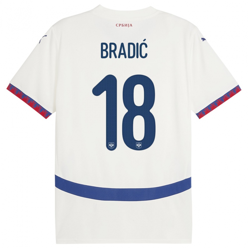 Criança Camisola Sérvia Biljana Bradic #18 Branco Alternativa 24-26 Camisa