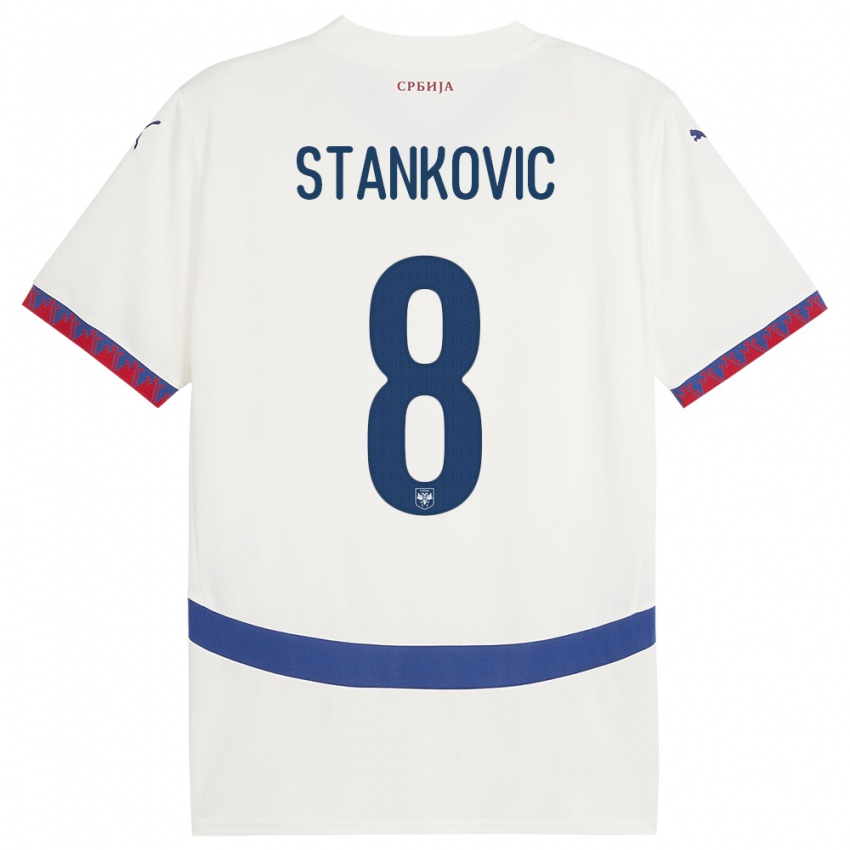 Criança Camisola Sérvia Nikola Stankovic #8 Branco Alternativa 24-26 Camisa